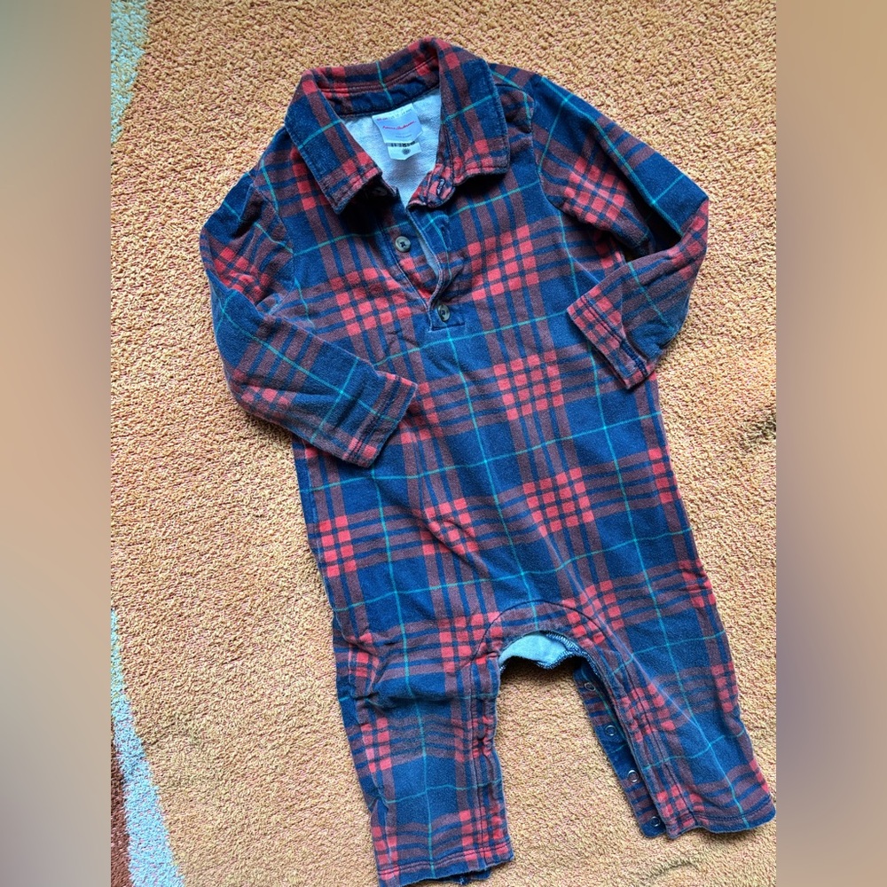 Hanna Andersson Plaid Onesie with Snap Closure